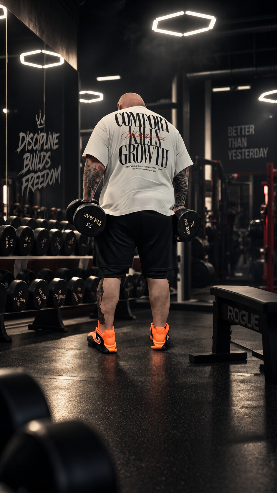 Eric wearing Earn Everything training apparel in the gym
