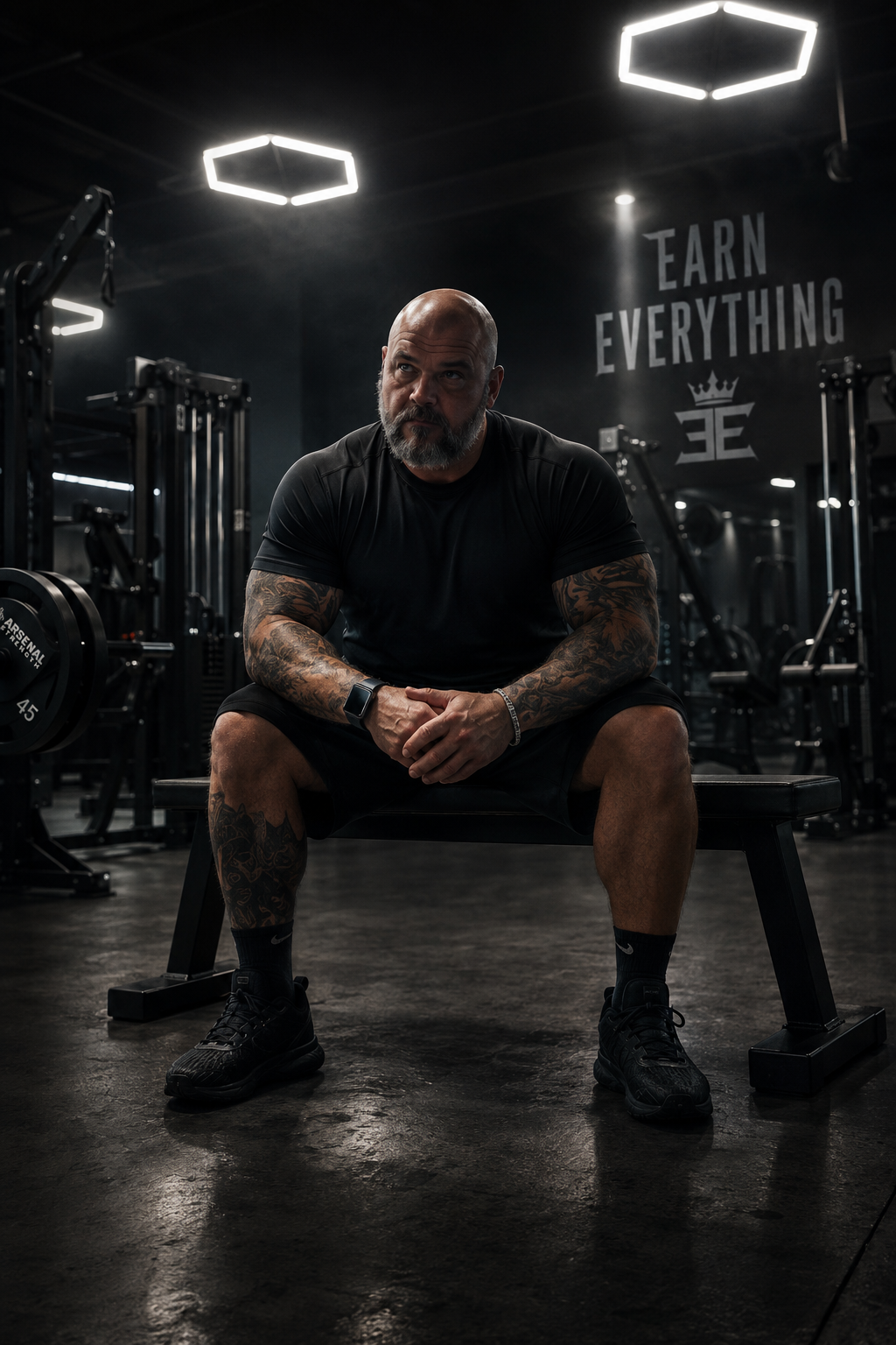 Eric McElrath seated in the gym, ready to train